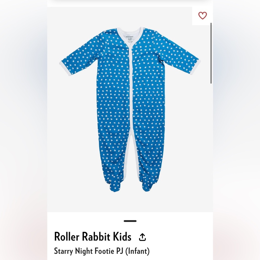 Never worn. Roller Rabbit Starry Night pajamas 3-6 months.  Never worn.